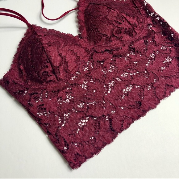 Burgundy Bustier Lace Bra - Picture 2 of 6